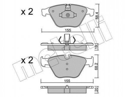 Колодки гальмівні (передні) BMW 5 (F10/F11/F18) 09-17/7 (F01/F02/F03/F04) 08-12 Metelli 22-0918-0