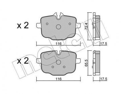 Купити Колодки гальмівні (задні) BMW 5 (F10/F11)/6 (F12/F13)/ 7 (G11/G12)/X5 (G05)/X6 (G06)/X7 (G07) 10- BMW F13, F12, F11, F10, F06, G11, G30, G31, G32, X3, X5 Metelli 22-0921-0 (фото1) підбір по VIN коду, ціна 1013 грн.