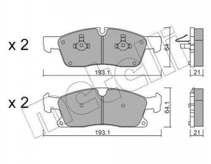 Купити Колодки гальмівні (передні) MB M/GLE/GL/GLS-class (W166/X166) 11-19/Jeep Grand Cherokee 10- Mercedes M-Class, GL-Class, GLE-Class, GLS-Class Metelli 22-0927-4 (фото1) підбір по VIN коду, ціна 1402 грн.