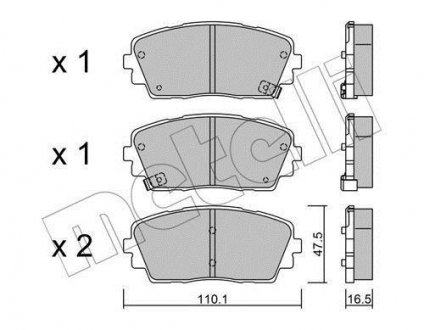 Тормозные колодки (передние) Kia Picanto 11- KIA Picanto Metelli 22-0941-0