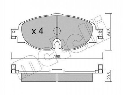 Комплект тормозных колодок (дисковых).) Volkswagen Golf, Passat, Caddy, Tiguan, Skoda Karoq Metelli 22-0950-0