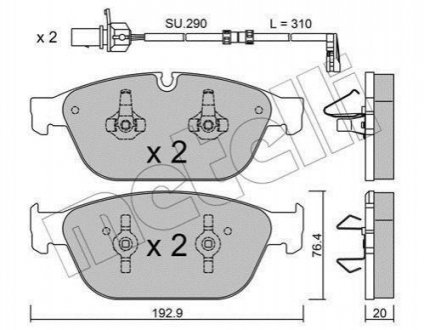 Комплект тормозных колодок (дисковых).) Audi A8 Metelli 22-0954-0K