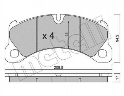 Купить Комплект тормозных колодок Porsche Cayenne Metelli 22-0956-0 (фото1) подбор по VIN коду, цена 1718 грн.