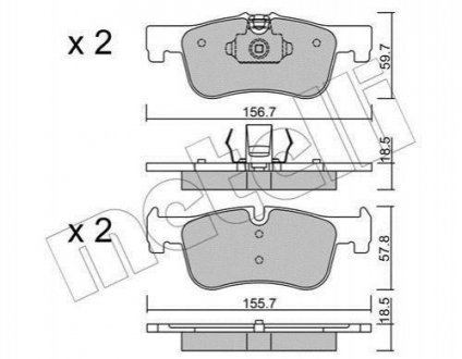 Купить Комплект тормозных колодок BMW F20, F21, E81, E87, F22, F23 Metelli 22-0959-0 (фото1) подбор по VIN коду, цена 1118 грн.