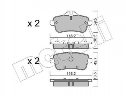 Комплект тормозных колодок из 4 шт. дисков Mercedes M-Class, GLE-Class Metelli 22-0968-0