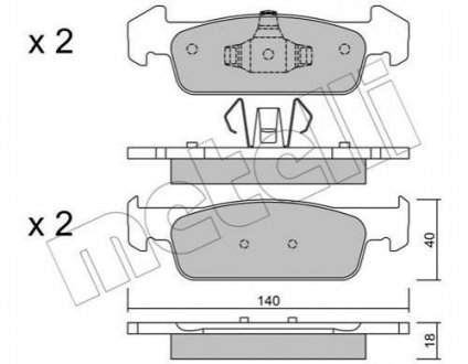 Комплект тормозных колодок из 4 шт. дисков Renault Clio, Logan, Sandero Metelli 22-0975-1