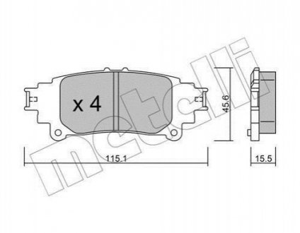 Комплект тормозных колодок (дисковых).) Toyota Prius, Lexus GS, Toyota Verso, Lexus IS Metelli 22-0977-0