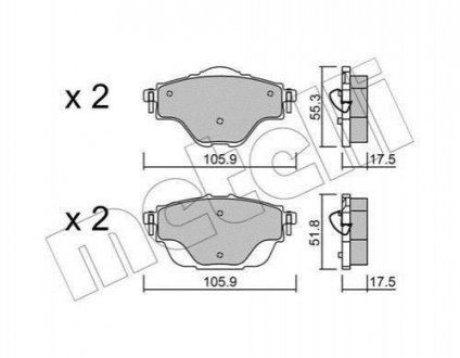Комплект тормозных колодок (дисковых).) Citroen C4, Peugeot 308, Opel Grandland X Metelli 22-0988-0 (фото1)