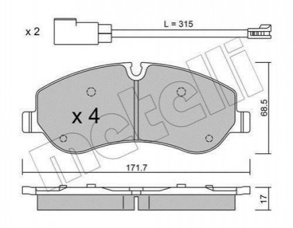 Купити Колодки гальмівні (передні) Ford Transit Custom/Tourneo Custom V362 12-/Transit V363 13- (+датчики) Ford Transit Metelli 22-0990-0 (фото1) підбір по VIN коду, ціна 1267 грн.