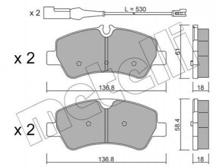 Комплект тормозных колодок (дисковых).) Ford Transit Metelli 22-0991-1