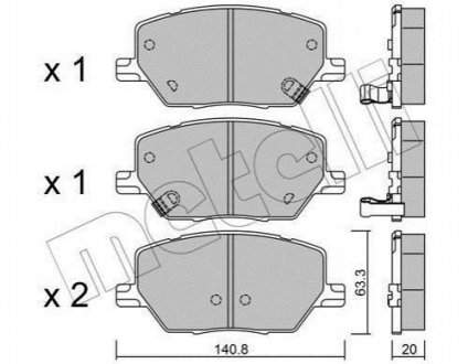 Колодки гальмівні (передні) Fiat 500X 1.4-1.6/1.6-2.0D 14-/ Jeep Renegade1.4-1.6/2.0CRD 14- Jeep Compass Metelli 22-1001-0