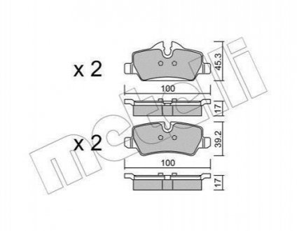 Колодки гальмівні (задні) Mini Mini Cooper/One 13- B36/B37/B46/B47/B48 Mini Cooper Metelli 22-1014-0