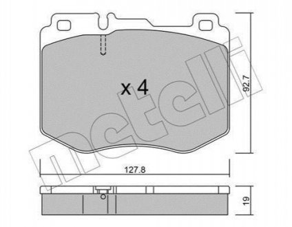 Комплект тормозных колодок (дисковых).) Mercedes W205, S205, GLC-Class, C205, W213, S213, C124, C207, C238, A124, A207, A238 Metelli 22-1019-0