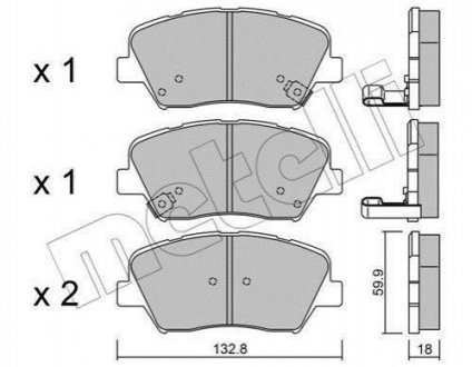 Купити Колодки гальмівні (передні) Hyundai Santa Fe 10-/Creta 16-/Grandeur 11-/Kia Sorento 09-/Carens 13- KIA Carens, Hyundai Genesis Metelli 22-1026-0 (фото1) підбір по VIN коду, ціна 1139 грн.