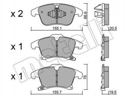 Колодки гальмівні (передні) Ford Galaxy III/S-Max/Mondeo V/Fusion 13- Ford Mondeo, S-Max, Galaxy Metelli 22-1039-0