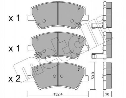 Комплект тормозных колодок (дисковых).) Hyundai Elantra Metelli 22-1092-0