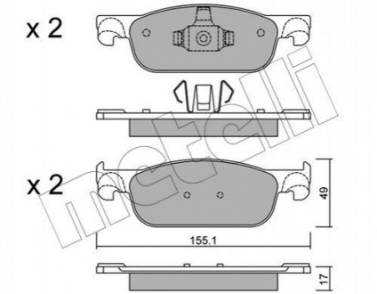 Колодки гальмівні (передні) Renault Logan II/Clio IV/Sandero II 11-/Lada Xray 16- Renault Clio Metelli 22-1109-0