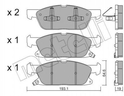 Колодки гальмівні (передні) Ford Galaxy III/S-Max 15- Ford S-Max, Galaxy Metelli 22-1117-0