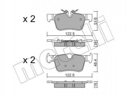 Купить Комплект тормозных колодок (дисковых).) Volvo S90, XC60 Metelli 22-1121-0 (фото1) подбор по VIN коду, цена 863 грн.