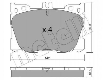 Купить Комплект тормозных колодок (дисковых).) Mercedes S205, GLC-Class, W213, W205, C205, S213, A124, A207, A238, C124, C207, C238, CLS-Class Metelli 22-1134-0 (фото1) подбор по VIN коду, цена 1879 грн.