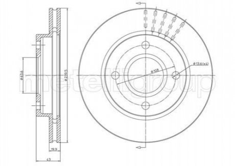 Диск гальмівний Ford Fiesta, Escort, Orion, Mazda 626, Ford KA Metelli 23-0169