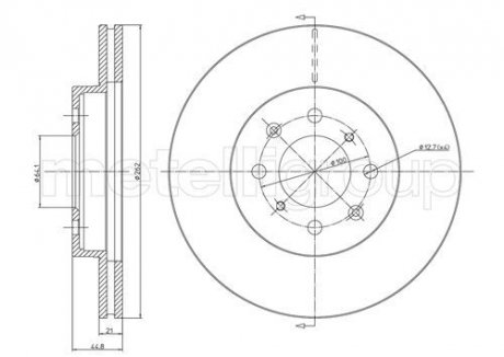 Купить Диск тормозной (передний) Honda Civic V/VI/VII 90-05/Jazz 08-/CRX 89-98 (262x21) (с покр.) (вент.) Honda Civic, Jazz Metelli 23-0344C (фото1) подбор по VIN коду, цена 1278 грн.