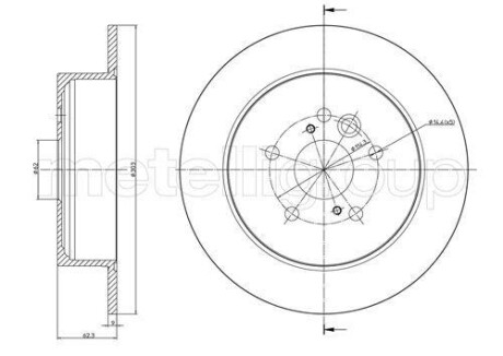 Диск тормозной (задний) Toyota Rav 4 00-05/Chery Tiggo 05-14 (302x9) (полн.) Metelli 23-0803C