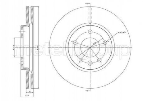 Диск гальмівний (передній) Opel Astra J 09-/Zafira C 11- (300x26)(з покриттям)(вентильований) Metelli 23-1003C
