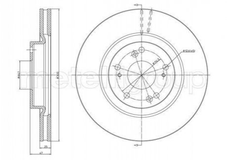Диск гальмівний (передній) Honda Civic/CR-V 2.0/2.2 CTDi 01- (300x25) Honda CR-V Metelli 23-1356C