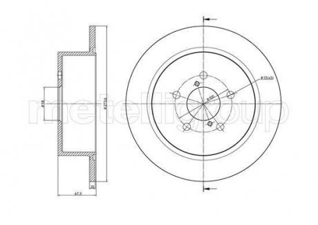 Диск тормозной (задний) Subaru Legacy 03-09/Outback 03-09 (273.8x10) Subaru Legacy, Outback Metelli 23-1397C