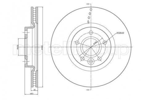 Тормозной диск Ford C-Max, Kuga, Volvo C30, C70, S40, V50, Ford Focus, Volvo V40, Ford Connect, Transit Metelli 23-1476C