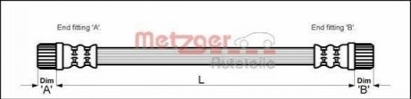 Купити Шланг гальмівний Citroen Berlingo, Peugeot Partner, Citroen Xsara METZGER 4111152 (фото1) підбір по VIN коду, ціна 212 грн.