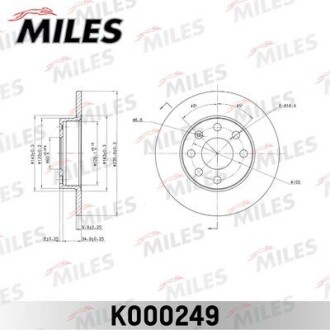 Диск тормозной передний Opel Corsa, Kadett MILES k000249