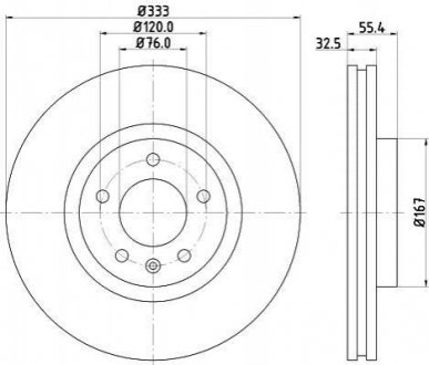 Тормозной диск пер VW T5 - (333*32.5) диаметр 17&quot; Volkswagen Multivan, Transporter MINTEX mdc1705