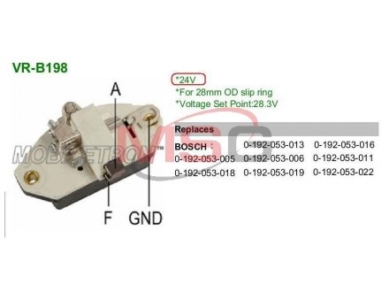 Купити Регулятор напруги генератора MOBILETRON vrb198 (фото1) підбір по VIN коду, ціна 255 грн.