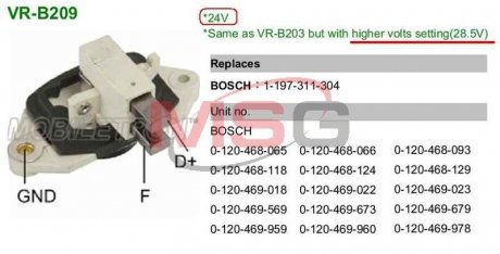 Купити Регулятор напруги генератора MOBILETRON vrb209 (фото1) підбір по VIN коду, ціна 332 грн.
