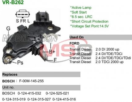 Регулятор напряжения генератора Ford Transit MOBILETRON vrb262 (фото1)