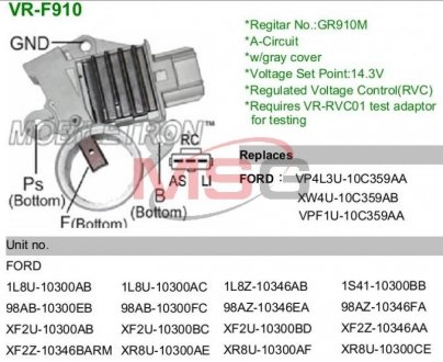 Регулятор напряжения генератора MOBILETRON vrf910