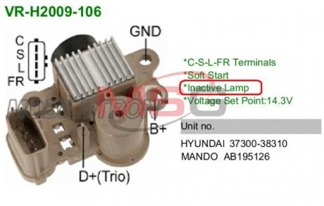 Купити Регулятор напруги генератора MOBILETRON vrh2009106 (фото1) підбір по VIN коду, ціна 910 грн.