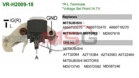 Купить Регулятор напряжения генератора MOBILETRON vrh200918 (фото1) подбор по VIN коду, цена 468 грн.