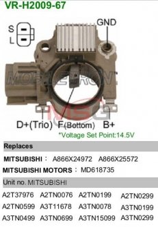 Купить Регулятор напряжения генератора Mitsubishi Pajero, Galant, L200 MOBILETRON vrh200967 (фото1) подбор по VIN коду, цена 549 грн.