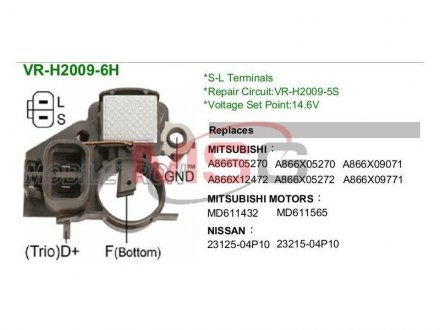 Купити Регулятор напруги генератора MOBILETRON vrh20096h (фото1) підбір по VIN коду, ціна 454 грн.