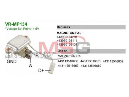 Купить Регулятор напряжения генератора Skoda Favorit MOBILETRON vrmp134 (фото1) подбор по VIN коду, цена 307 грн.