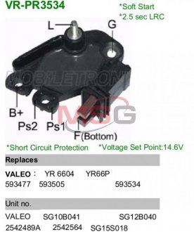 Купити Регулятор напруги генератора MOBILETRON vrpr3534 (фото1) підбір по VIN коду, ціна 834 грн.