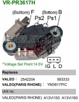 Купити Регулятор напруги генератора BMW E39, E46, X5 MOBILETRON vrpr3617h (фото1) підбір по VIN коду, ціна 926 грн.