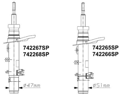 CITROEN амортизатор газ.Original передн..C3 II 09- (47mm) Citroen C3, C4 MONROE 742268SP