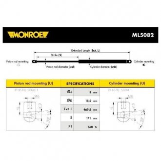 OPEL Амортизатор багажника Vectra B (хэтчбек)) MONROE ml5082