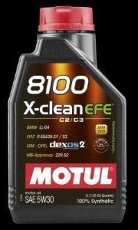 Масло моторное 8100 X-CLEAN EFE SAE 5W30 (1L) 814001 Opel Corsa, Suzuki Swift, BMW E36, Volkswagen Passat, Mitsubishi ASX, Outlander, Seat Leon, Suzuki SX4, Land Rover Discovery, Toyota Land Cruiser, Opel Astra MOTUL 107210
