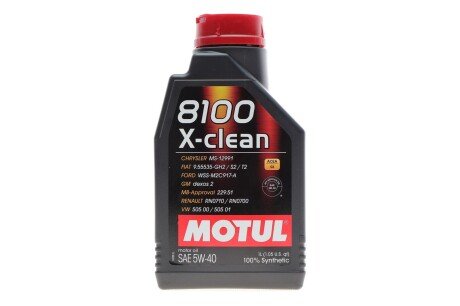 Масло 5W40 X-clean 8100 (1L) (LL-04/MB 229.51/505 00/505 01) (102786) MOTUL 843411