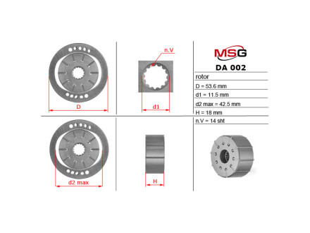 Ротор, статор та пластини насоса ГУР Alfa Romeo 145, Alfa Romeo 146, Chevrolet Tacuma MSG da002rotor